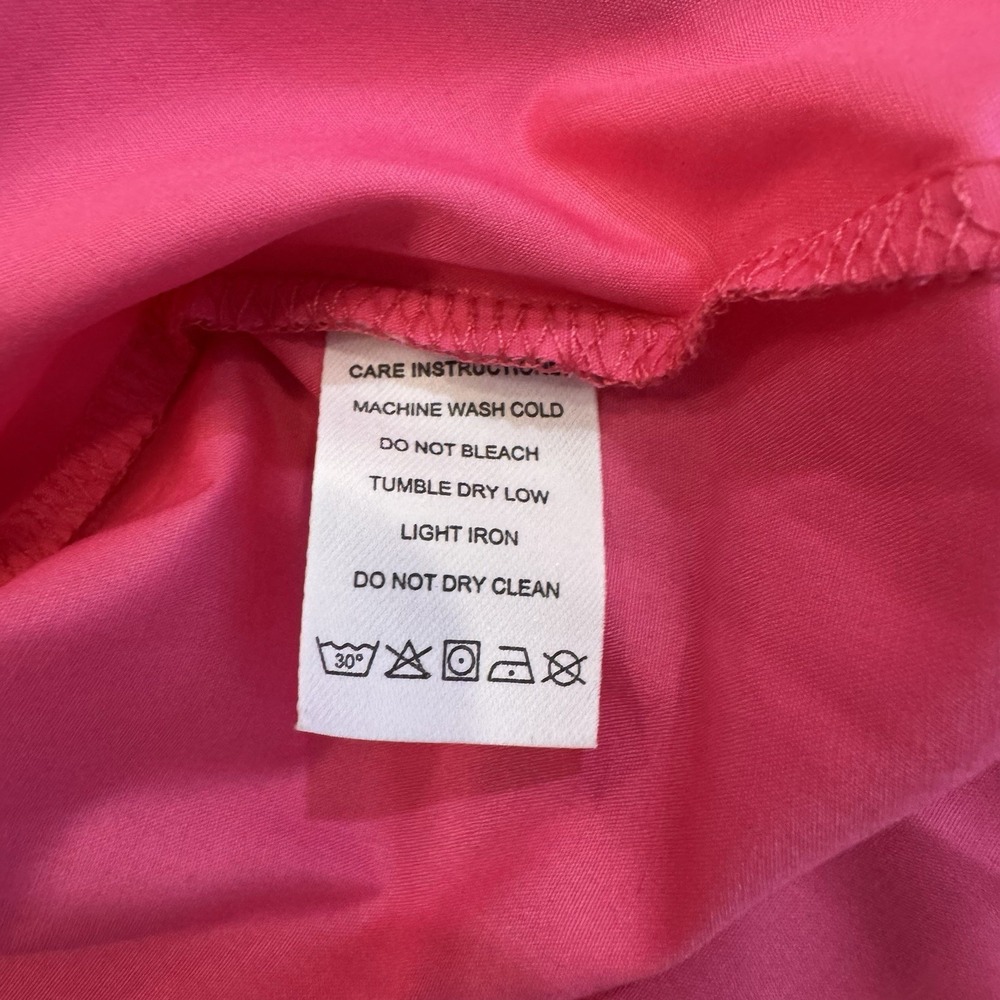 Pink Solid Deep V Neck Ruffle Cap Sleeves Classic Collar Midi Dress Sz M Fairy - Picture 12 of 13
